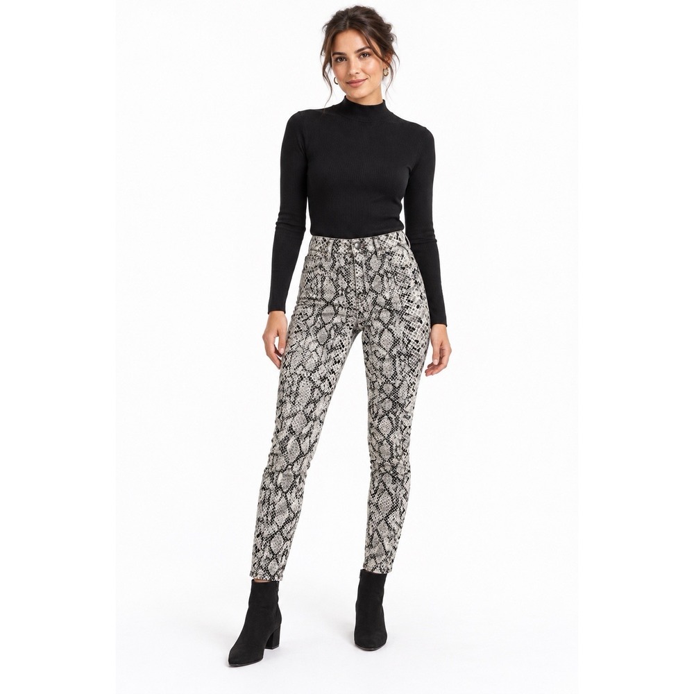 Good American Good Waist Jeans Womens 0/25 Snake Print High Rise Skinny Stretch